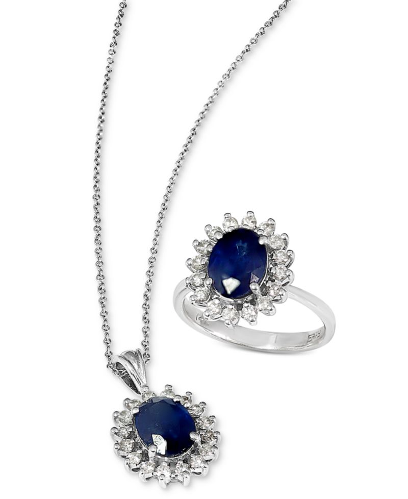 EFFY® Gemstone (1-7/8 ct. t.w.) & Diamond (3/8 ct. t.w.) Halo Ring in 14k Gold (Available in Sapphire and Emerald)