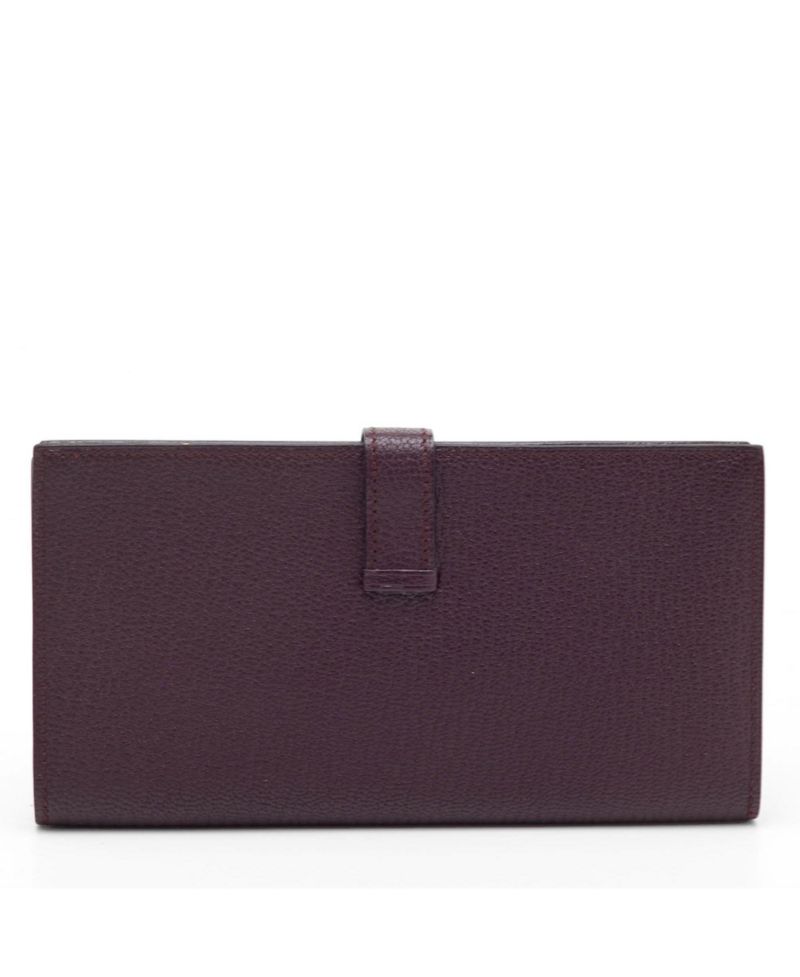 Pre-Owned HERMES Women's Raisin Epsom Leather Palladium Finish Bearn Wallet