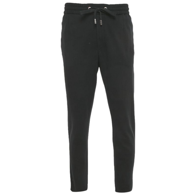 Men's Black Logo Embroidered Knit Drawstring Trousers
