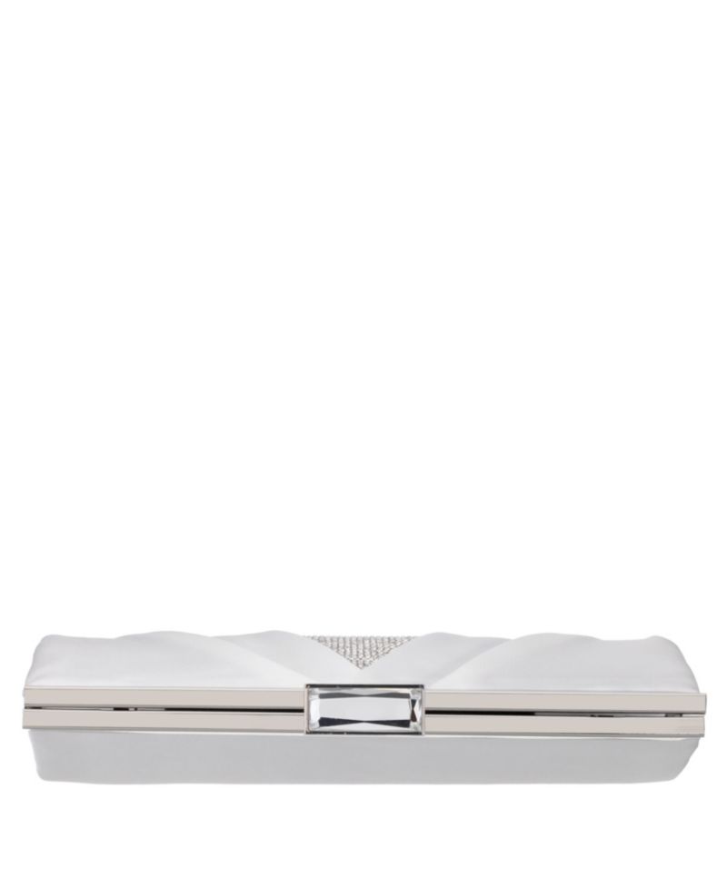 Women's Pleated Stain Crystal Frame Clutch