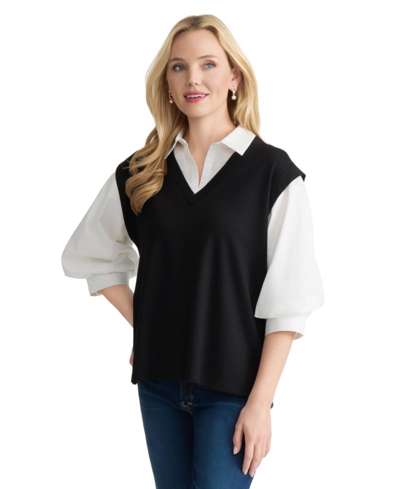 Petite Collared Serenity Twofer Top