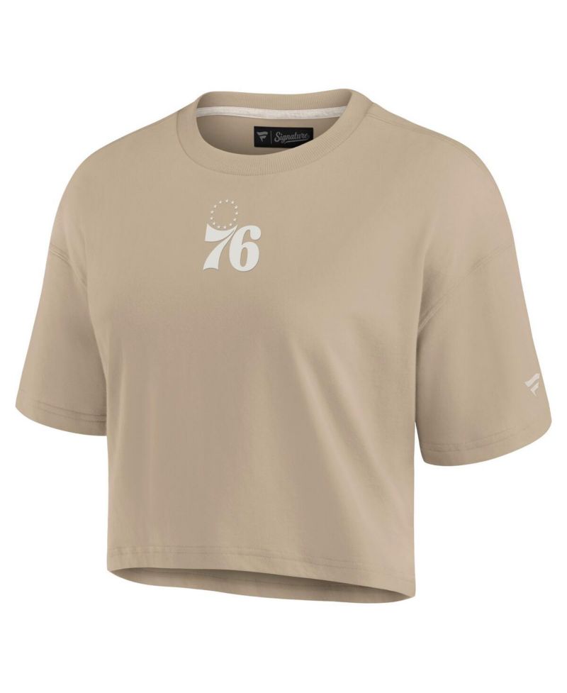 Women's Khaki Philadelphia 76ers Elements Super Soft Boxy Cropped T-Shirt