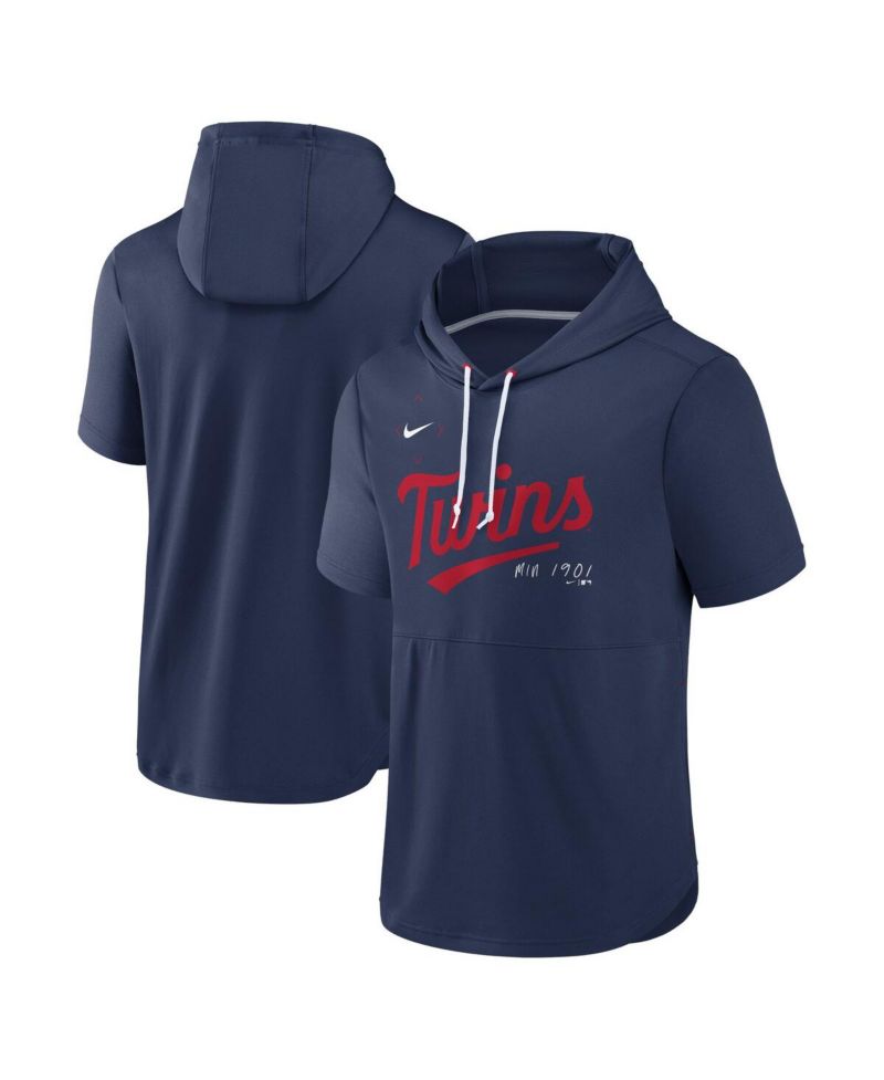 Men's Navy Minnesota Twins Springer Short Sleeve Team Pullover Hoodie