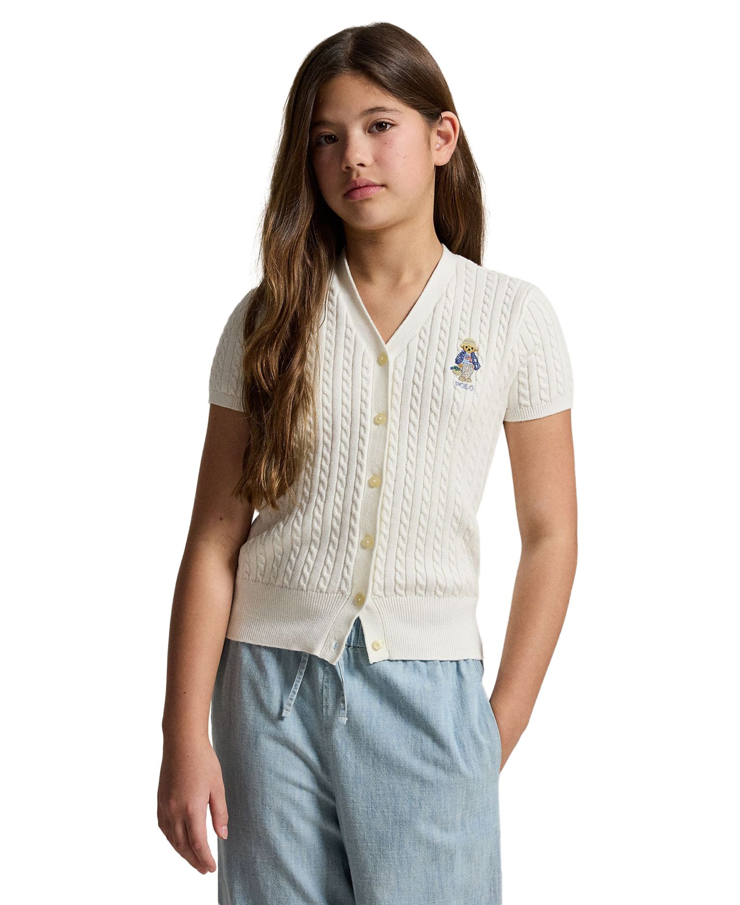 Кардиган с V-образным вырезом Polo Bear для девочек 7-16 лет