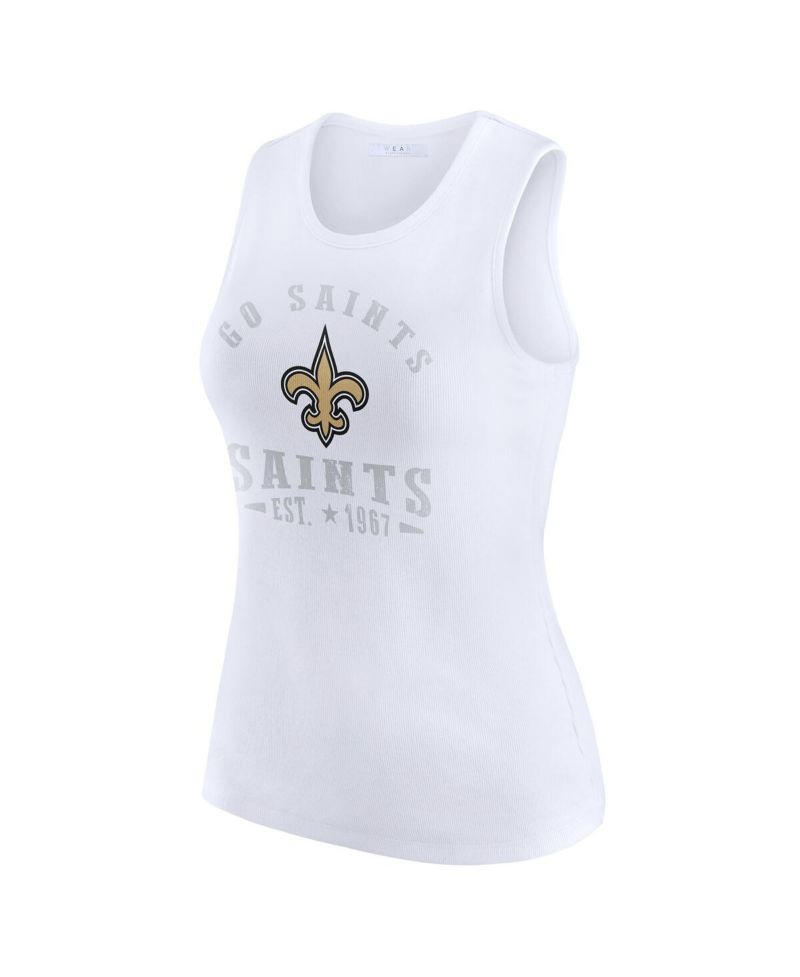 Women's White New Orleans Saints Ribbed Graphic Tank Top