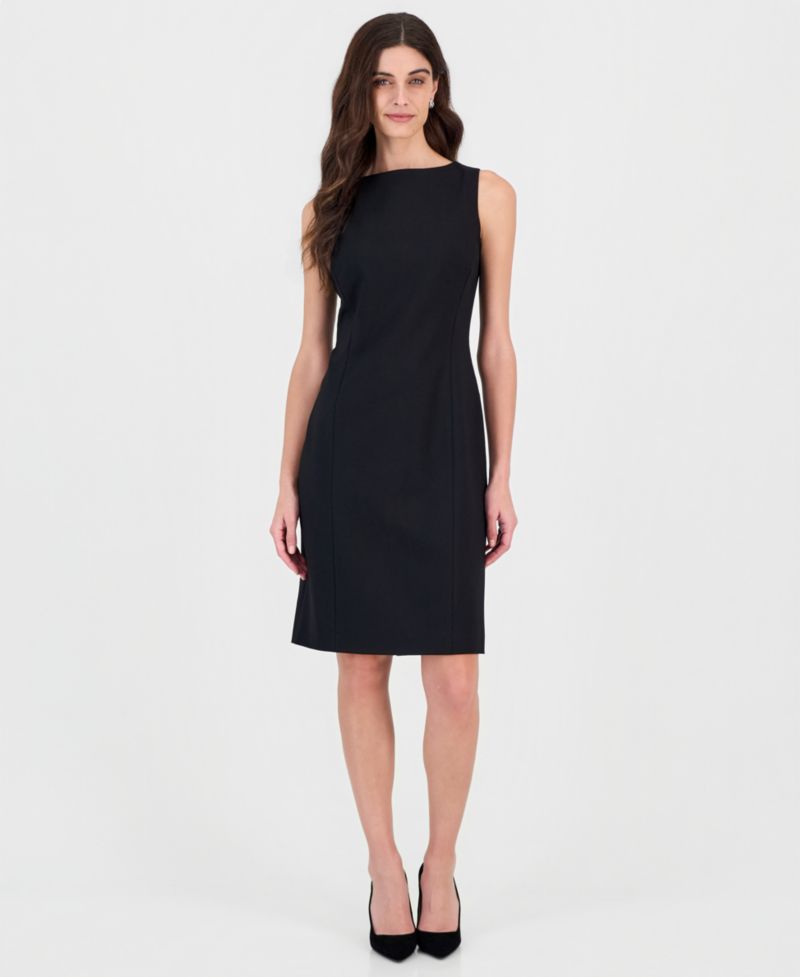 Women's Sleeveless Compression Boat Neck Sheath Dress
