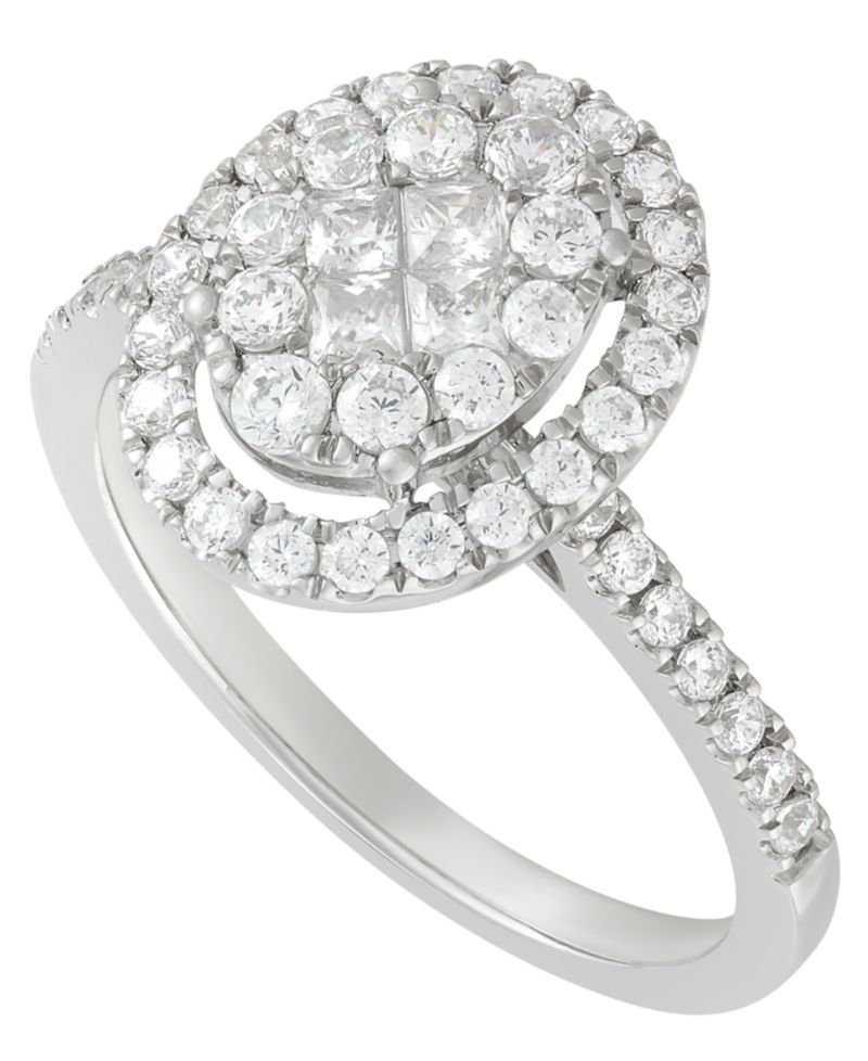Macy's Diamond Halo Cluster Ring (1 ct. t.w.) in 10k White Gold