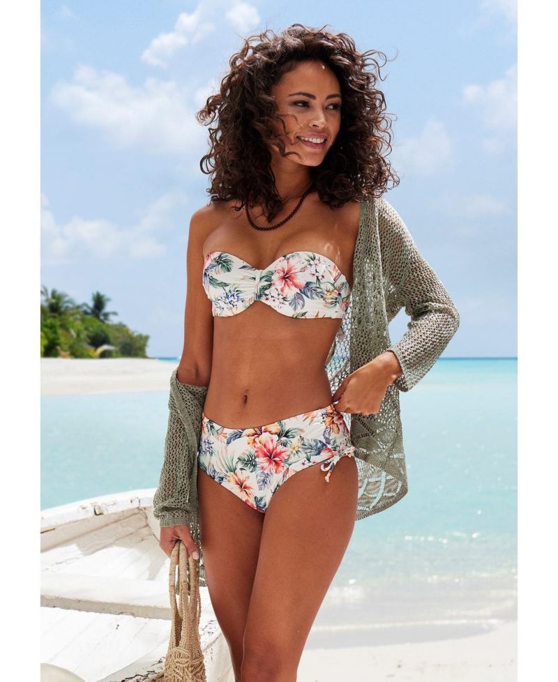 Women's Floral Print Mid Rise Bikini Mid-Rise Swim Bottom