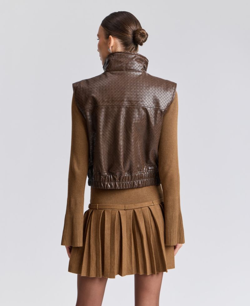 Women's Cropped Sleeveless Mock Neck Puffer Vest