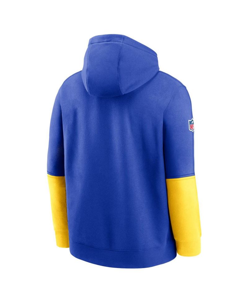 Men's Royal Los Angeles Rams 2024 Sideline Club Pullover Hoodie
