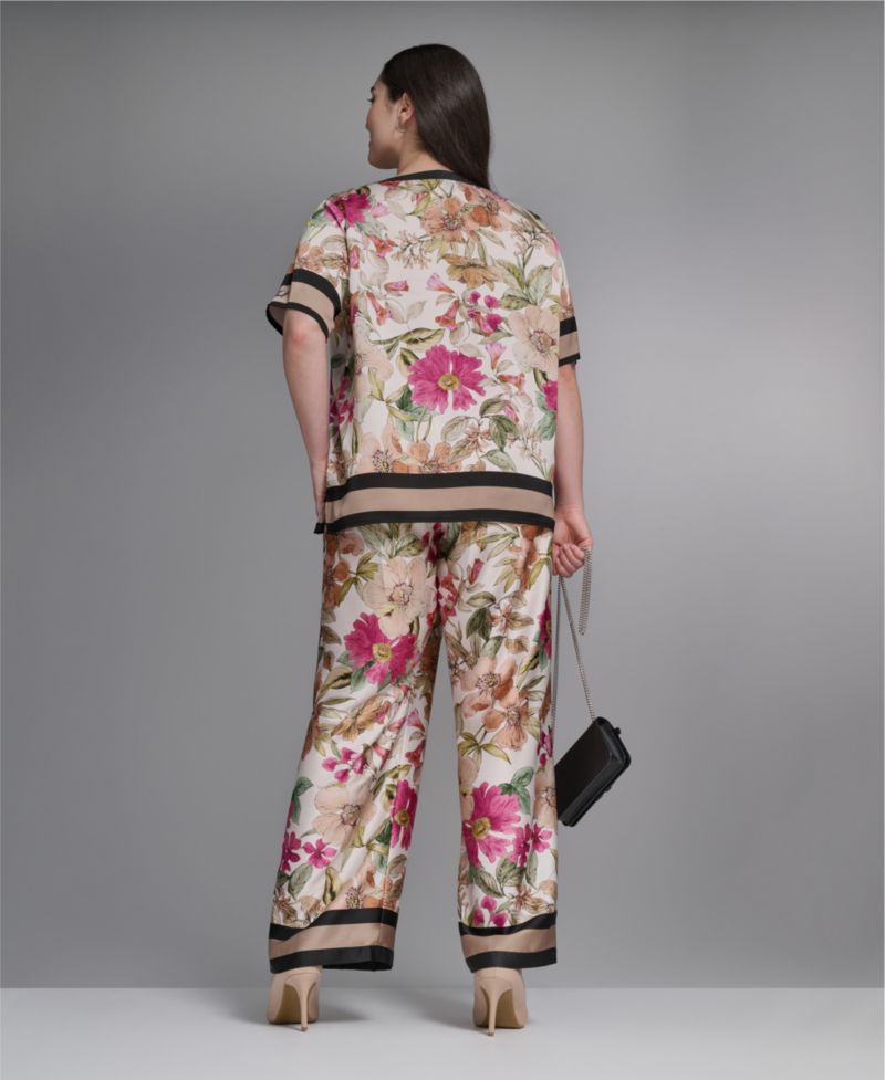 Plus Size High-Rise Floral Printed Pants