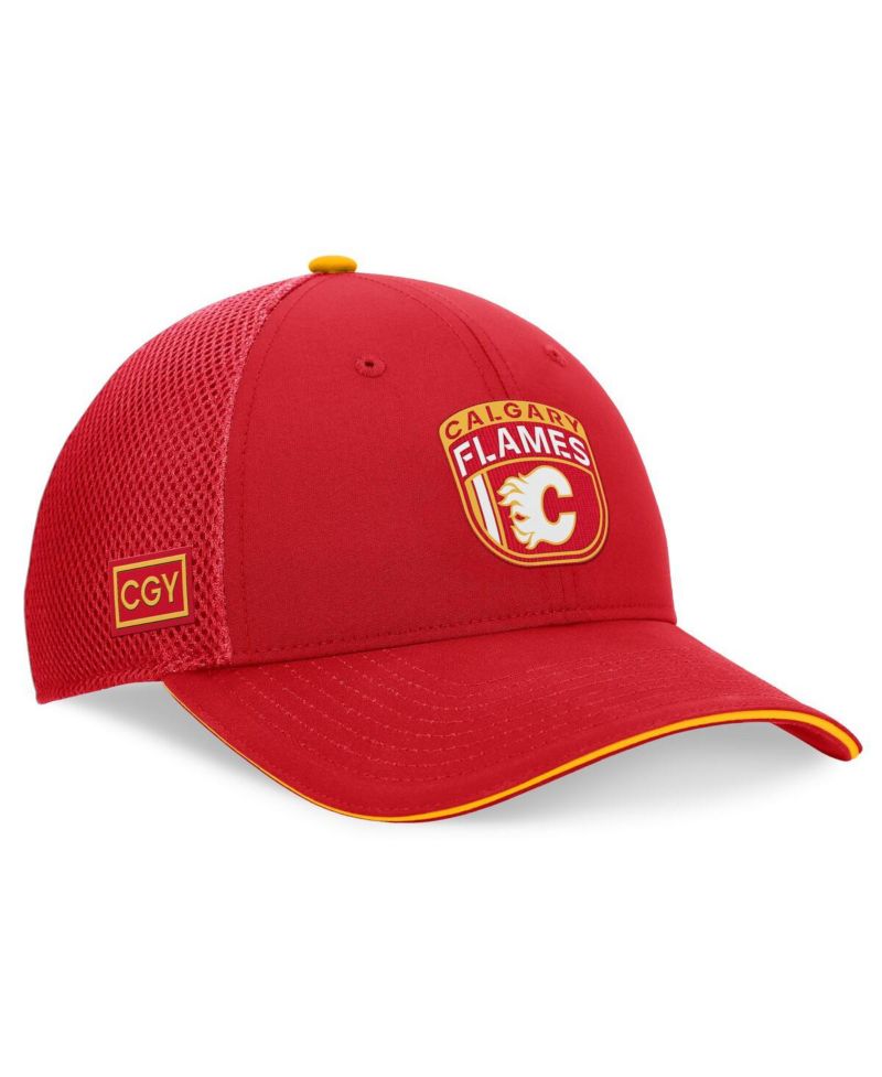 Men's Red Calgary Flames 2024 NHL Draft on Stage Trucker Adjustable Hat