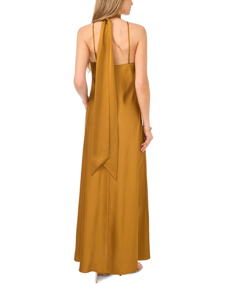 Women's Sleeveless Halter Neck Cutaway Maxi Dress