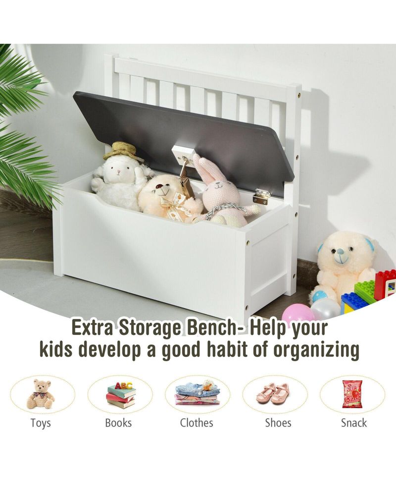 4 Pieces Kids Wooden Activity Table and Chairs Set with Storage Bench and Study Desk