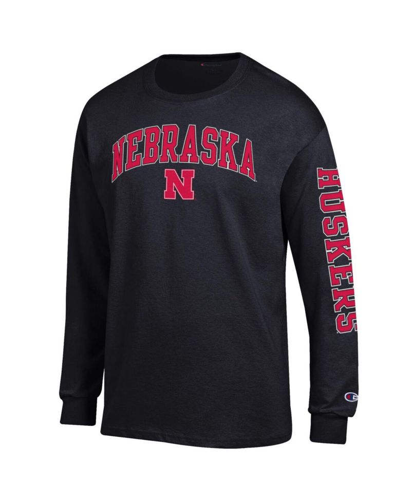 Men's Scarlet Nebraska Huskers Arch Over Logo 2-Hit Long Sleeve T-Shirt