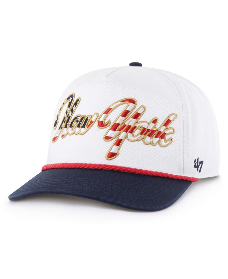 Men's White New York Yankees Patriotic Overhand Hitch Adjustable Hat