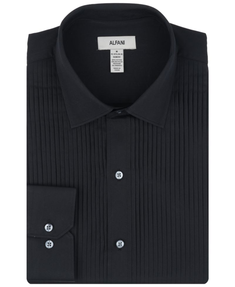 Men's Slim Fit Pleated Tuxedo Shirt
