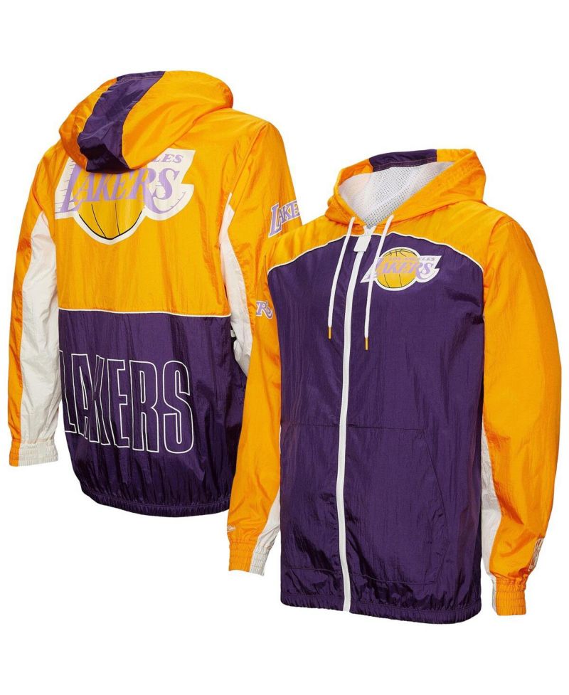 Men's Purple Los Angeles Lakers Hardwood Classics Big Shot Premium Full-Zip Windbreaker Jacket