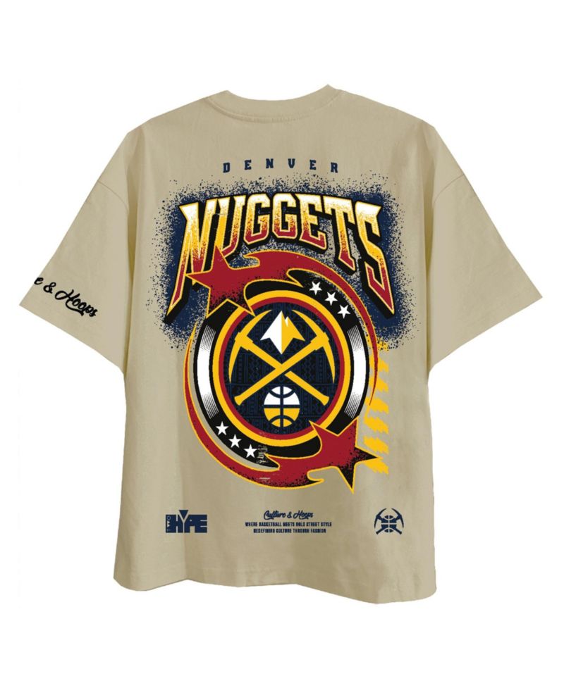 Men's and Women's Cream Denver Nuggets Drip Dime Elevated Drop Shoulder T-Shirt