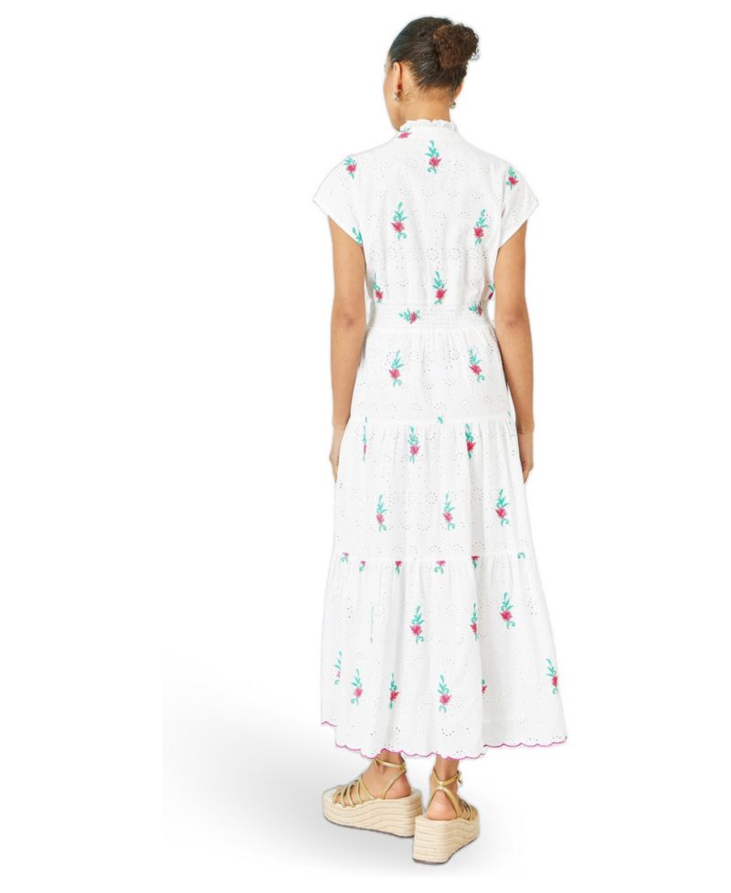 Women's Broderie Anglaise Embroidered Midi Dress