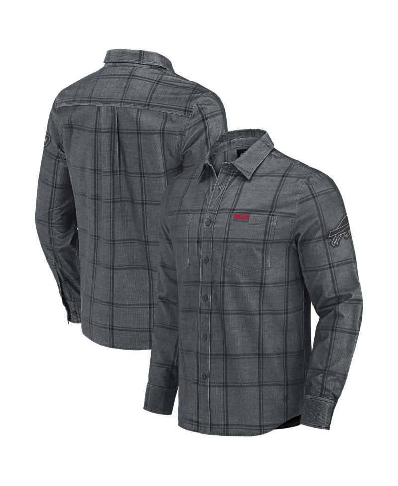 Darius Rucker Collection by Men's Gray Buffalo Bills Micro Corduroy Plaid Button Up Shirt
