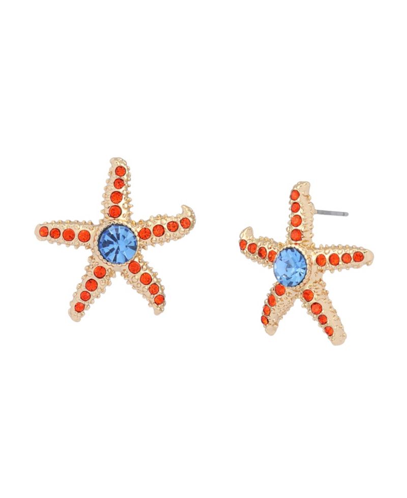 Faux Stone Starfish Stud Earrings