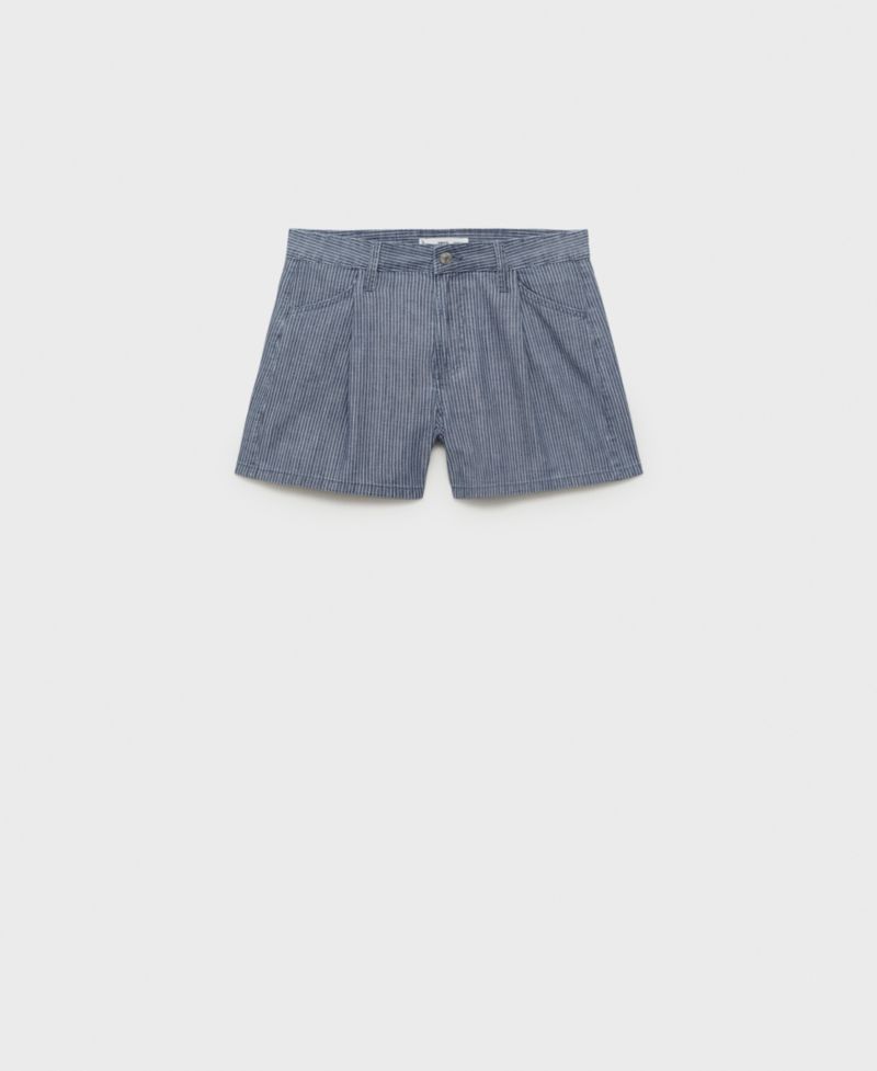 Women's Mid-Rise Striped Denim Shorts