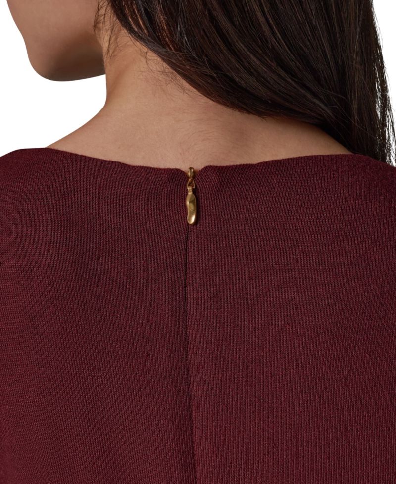 Women's Long Sleeve Waist Long-Sleeve Fit-and-Flare Midi Dress