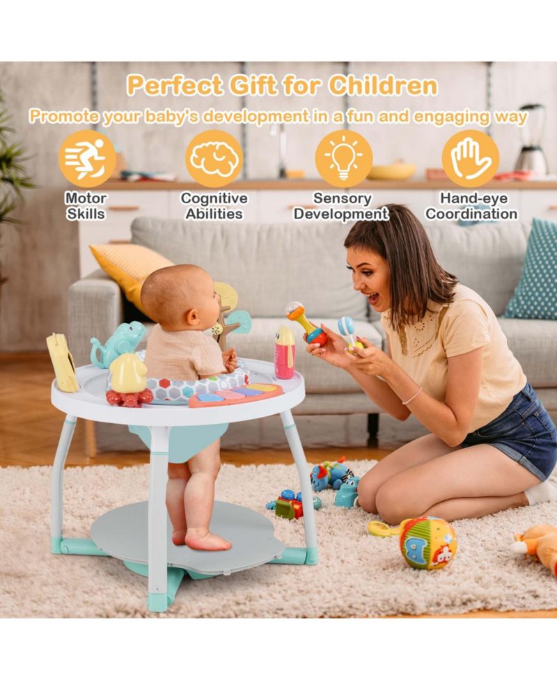 5-in-1 Baby Activity Center with Rotating Seat Removable Toys Lights