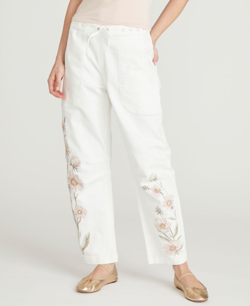 Women's Twyla Barrel Floral Embroidered Jeans