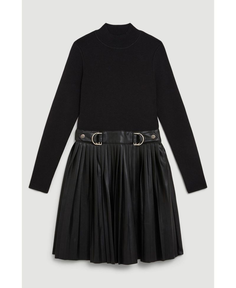 Women's Knitted Top Pleated Skater Dress