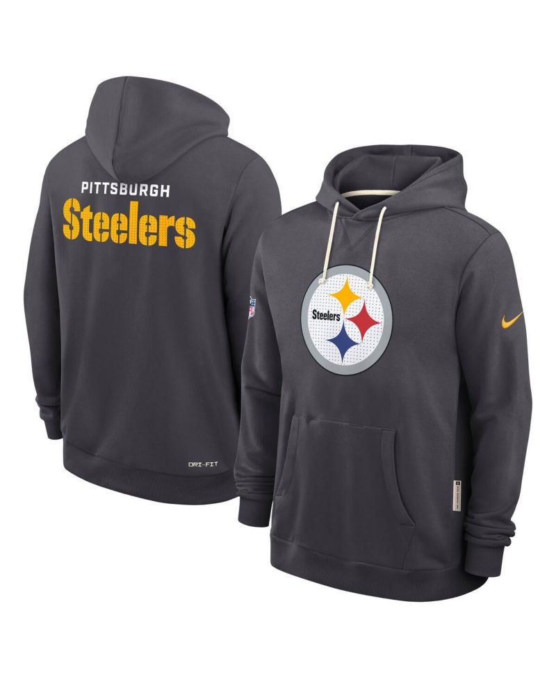 Men's Anthracite Pittsburgh Steelers Sideline Standard Issue Initial Home Dri-FIT Hoodie