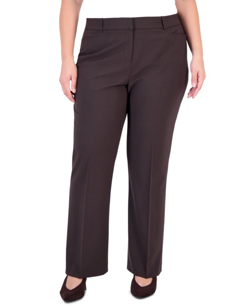 Plus Size Bird Eye Flare Mid-Rise Pants