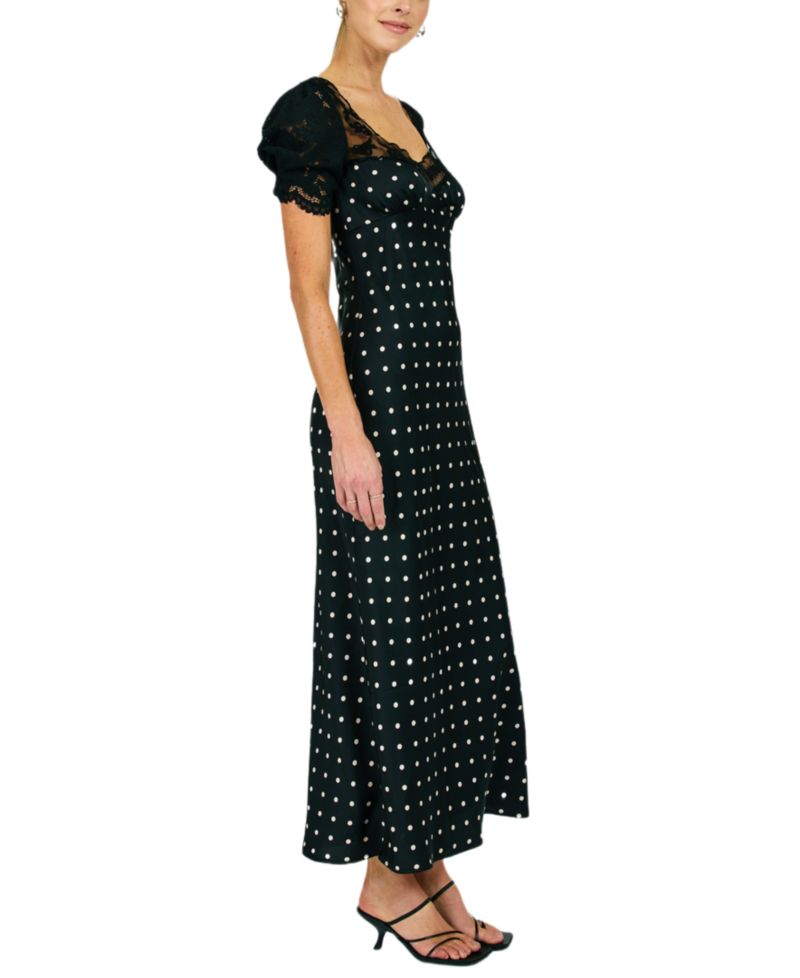 Women's Sophie Polka Dot Lace Trim Maxi Dress