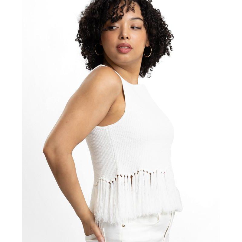 Women's Tanja Scoop Neck Fringe Peplum Sleeveless Knit Top