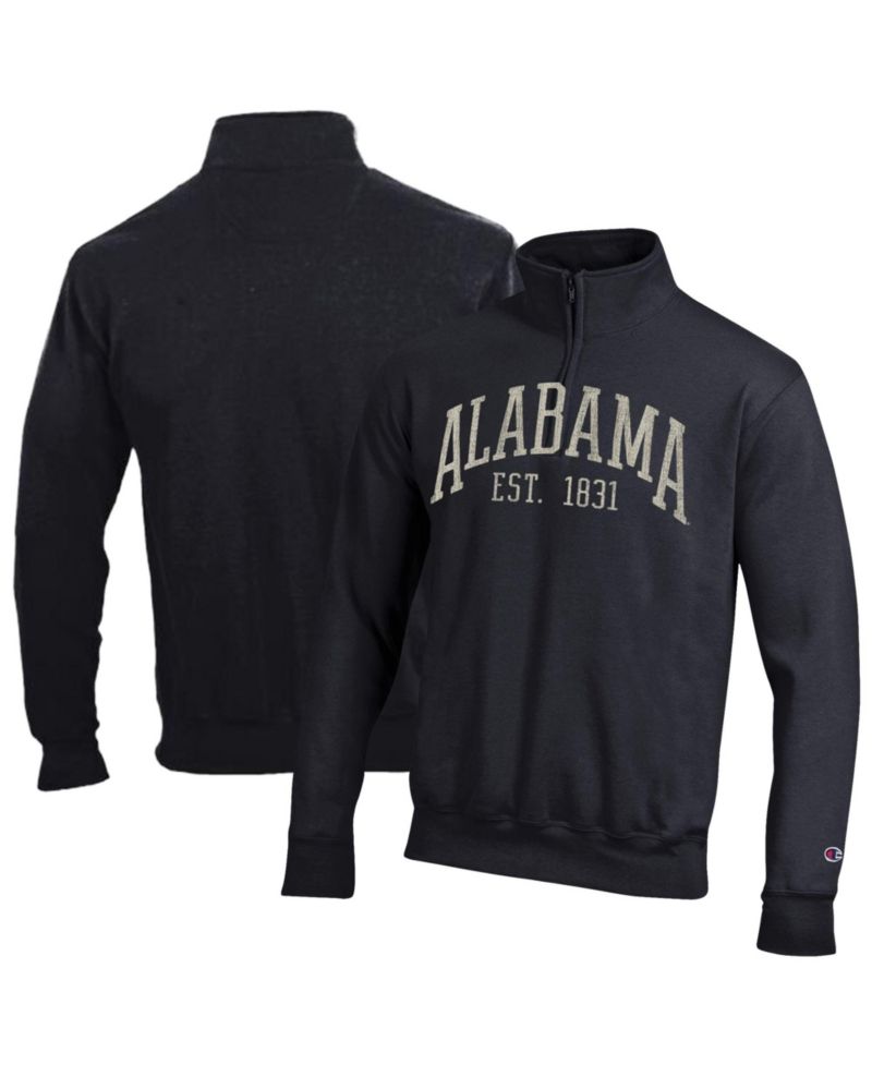 Men's Black Alabama Crimson Tide Powerblend Quarter-Zip Pullover Sweatshirt