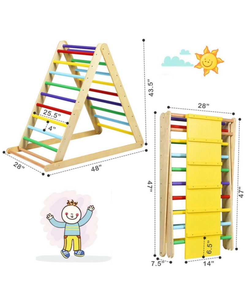 Foldable Wooden Climbing Triangle Indoor Home Climber Ladder