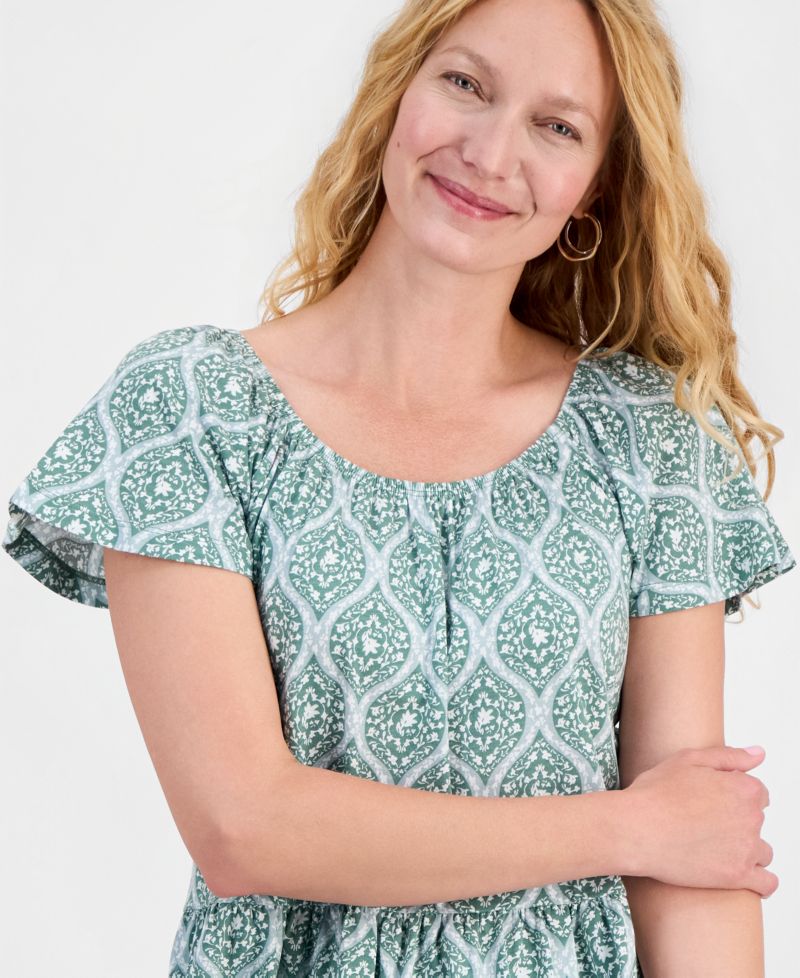Petite Ditsy Print Peplum Top