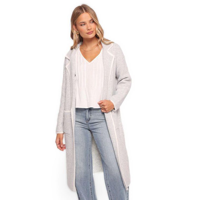 Women's Katia Contrast Trim Coatigan - Beige S/M