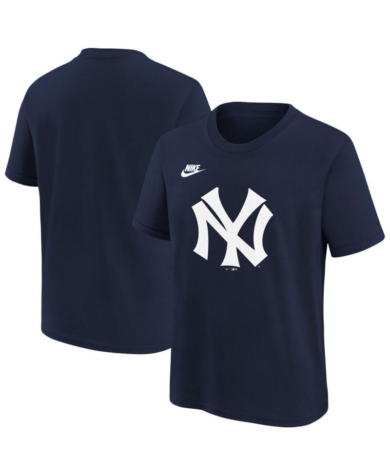 Big Boys and Girls Navy New York Yankees Cooperstown Collection Team Logo T-Shirt