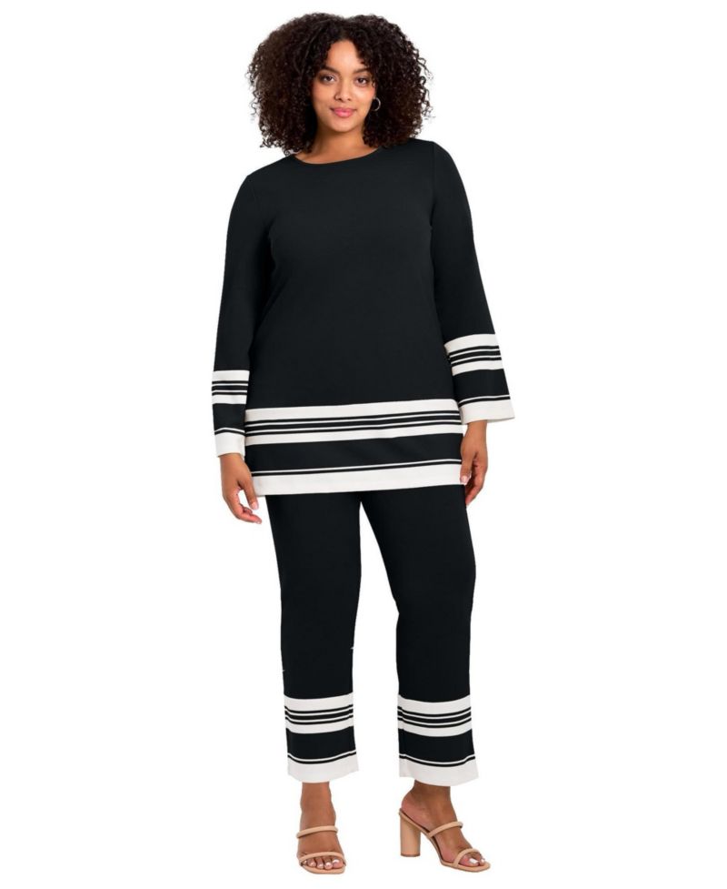 Plus Size Border Stripe Women's Tunic