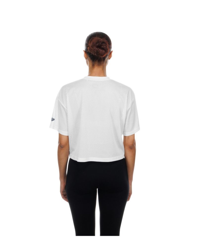 Women's White Denver Broncos Summer Mesh Cropped Boxy T-Shirt