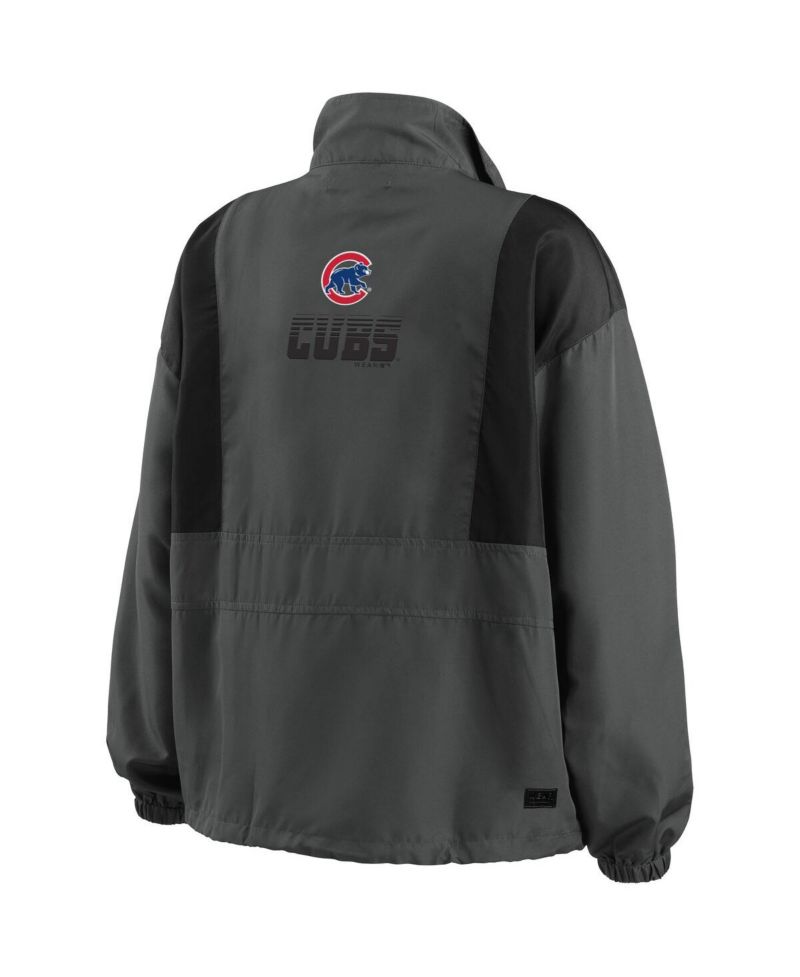 Women's Charcoal Chicago Cubs Packable Half-Zip Jacket