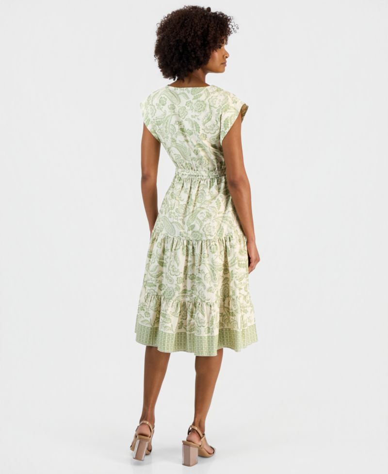 Women's Cotton Dolman-Sleeve Midi Dress