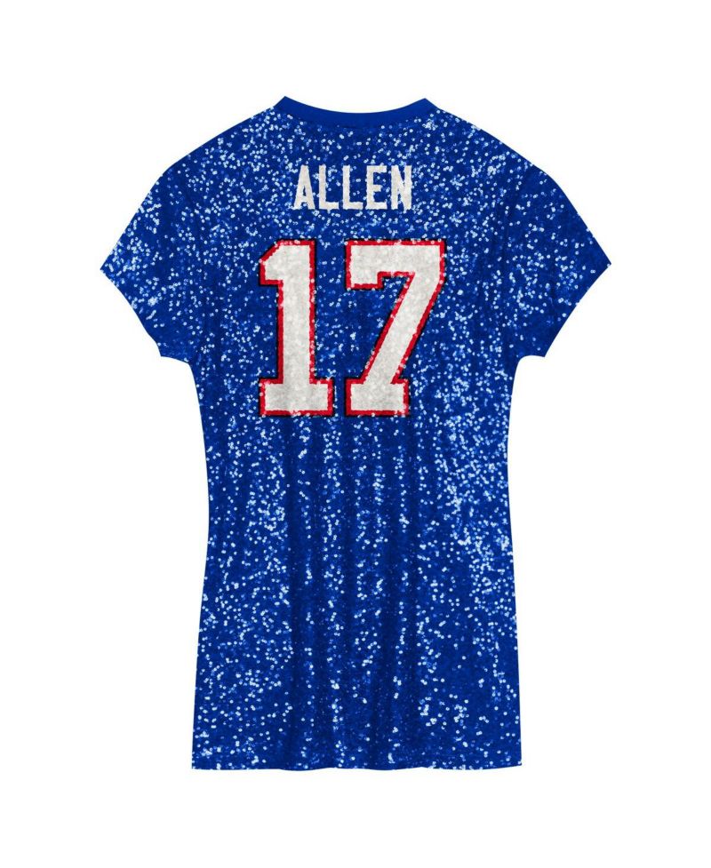 Big Girls Josh Allen Royal Buffalo Bills Sequin Player Name & Number V-Neck Dress