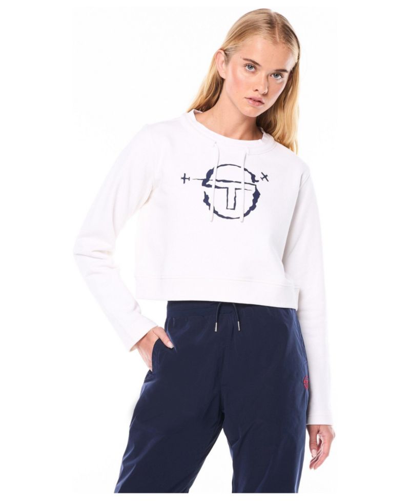 Women's Piano Long-Sleeve Crop Crewneck Sweatshirt