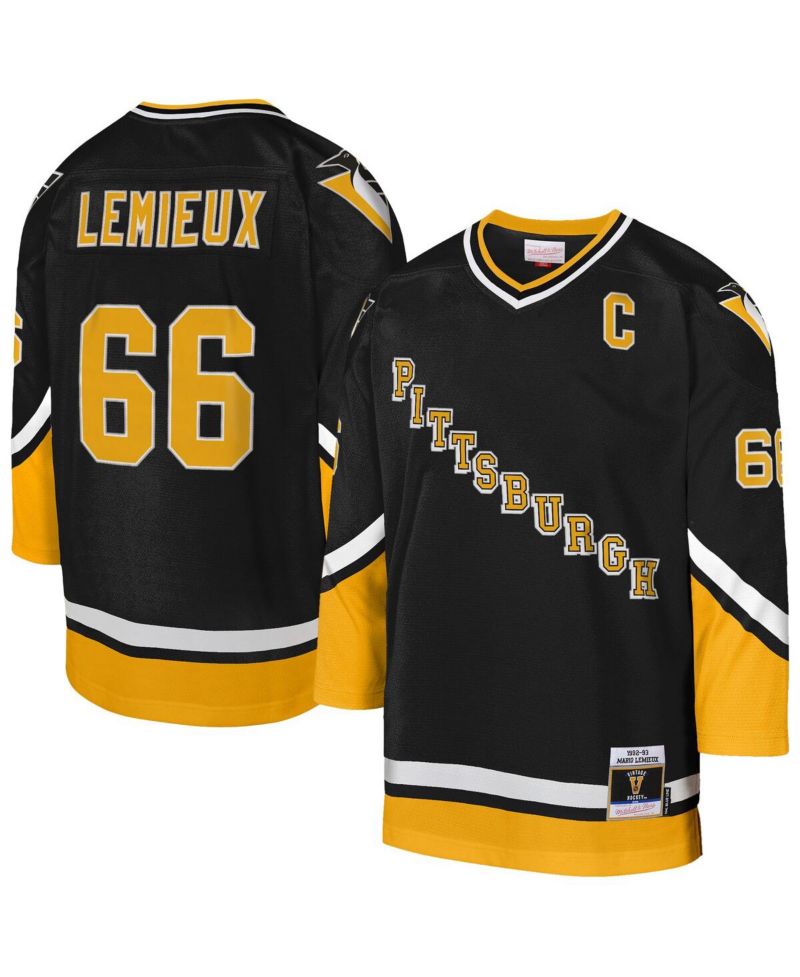 Big Boys and Girls Mario Lemieux Gold Pittsburgh Penguins 1992/93 Captain Patch Blue Line Player Jersey