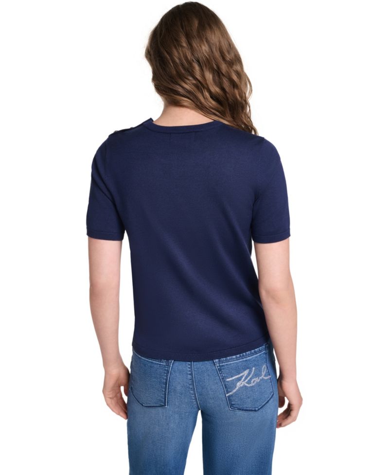 Petite Crewneck Short-Sleeve Sweater