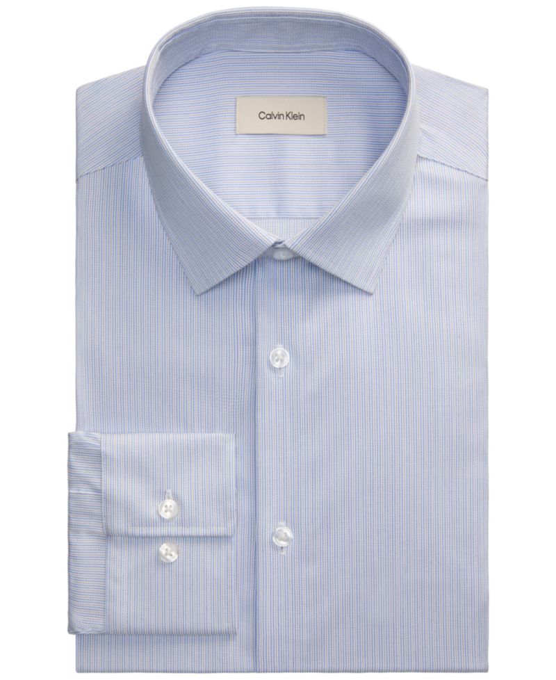 Men's Refined Cotton Stretch Striped Dress Shirt