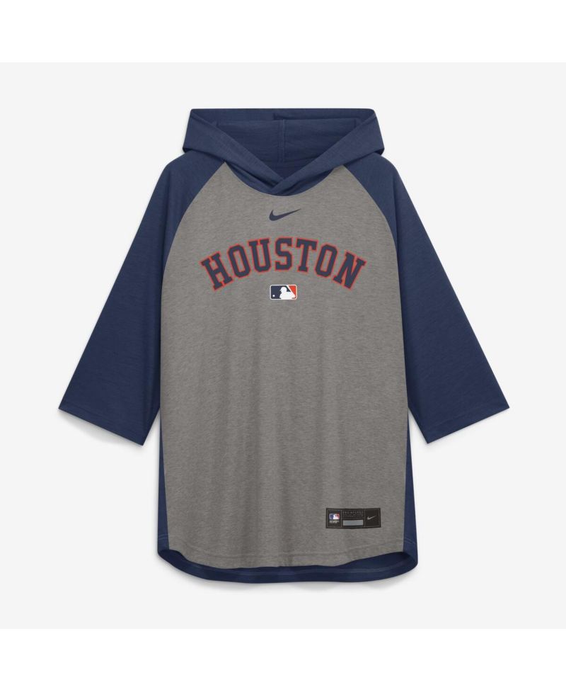 Men's Gray Houston Astros Authentic Collection Flux Dri-FIT Raglan 3/4-Sleeve Hooded T-Shirt